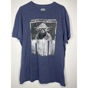 Fifth Sun Star Wars Yoda Adult XL T-Shirt Blue Words of Wisdom